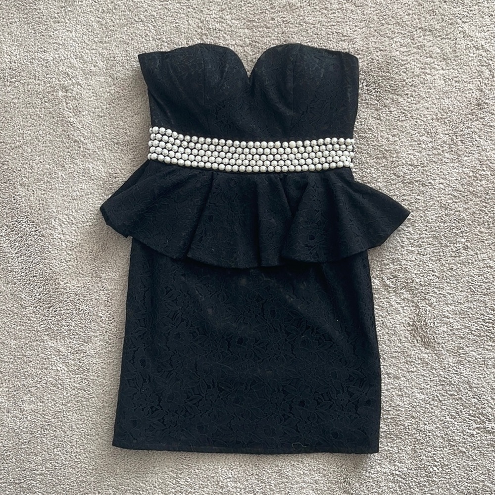Peplum strapless sweetheart cut cocktail dress